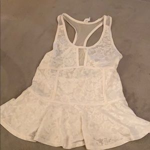American eagle white lace peplum tank